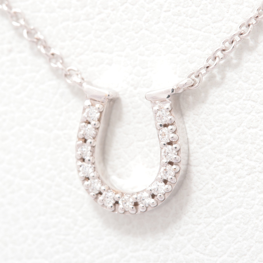 【古着】tiffany&co 蒂芙尼 metro系列马蹄形镶钻项链(18k白金) 白