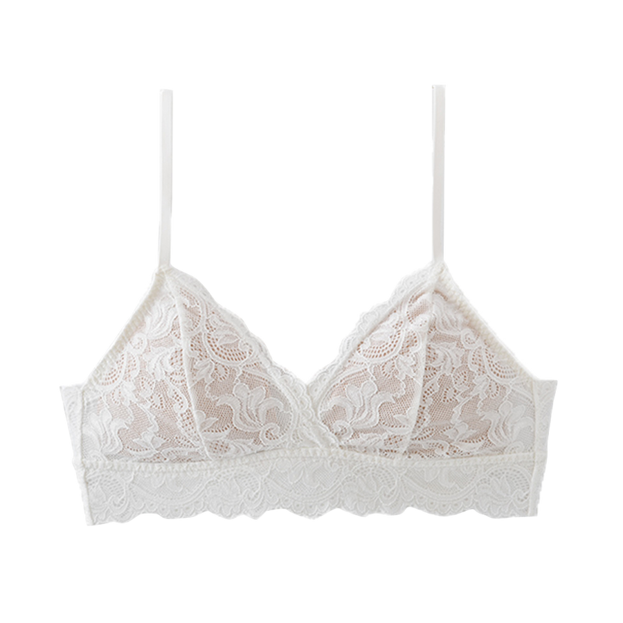 sarah collection 可拆卸三角杯时尚舒适蕾丝文胸(y字背带款) 白色 l