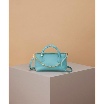 TREASURE TOPKAPI 收缩皮革网格手柄钱包手机肩背手提包 灰褐色