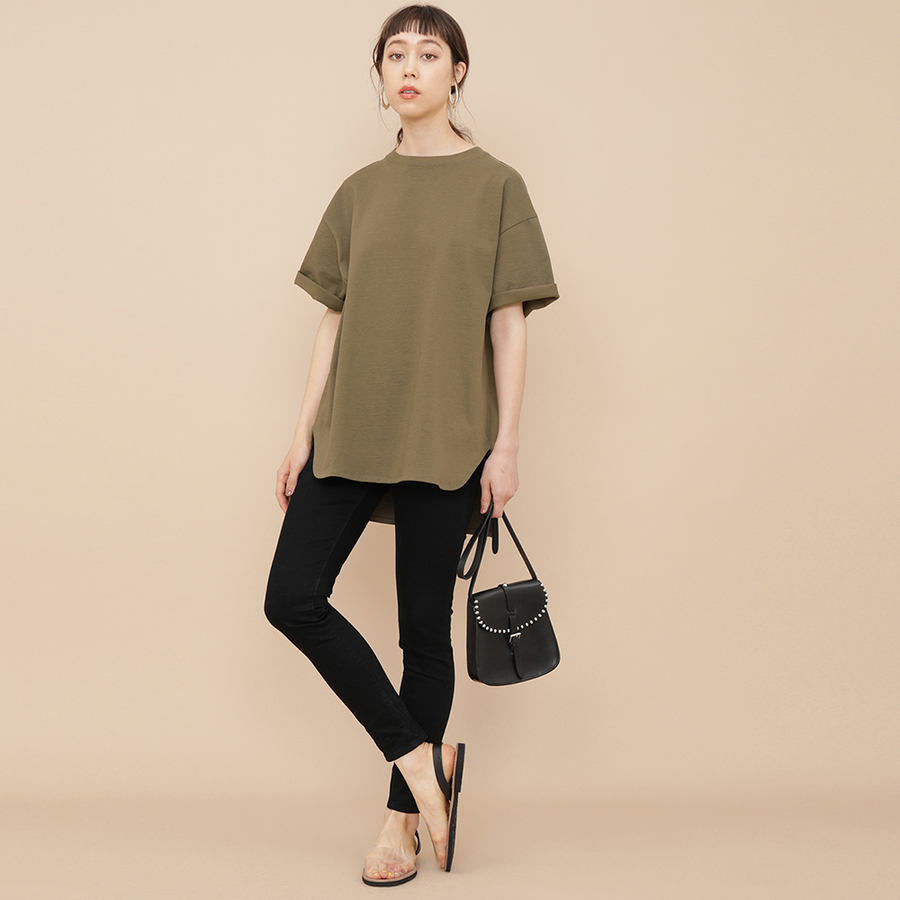 adam et rope 纯棉宽松t恤 卡其色 f