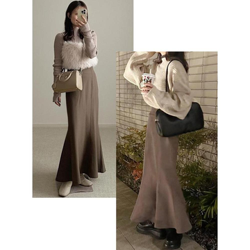 GRL 开衩美人鱼裙 灰褐色 M 品番:dk988(一件包邮)