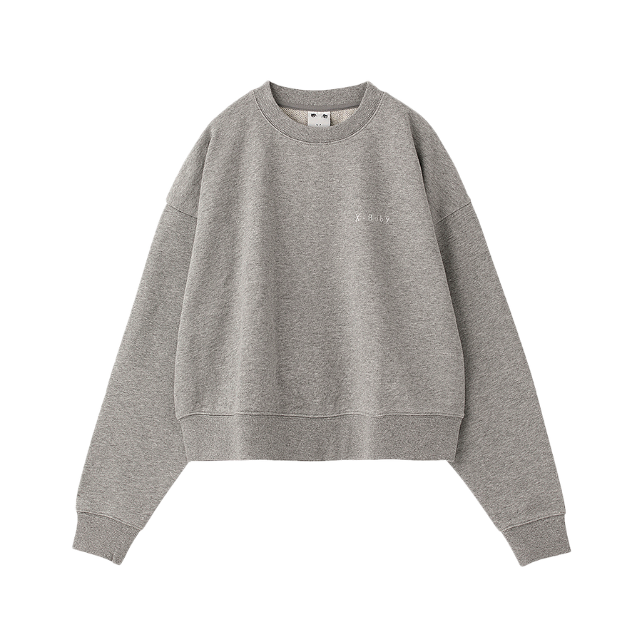 x-girl 短款圆领卫衣 灰色 1