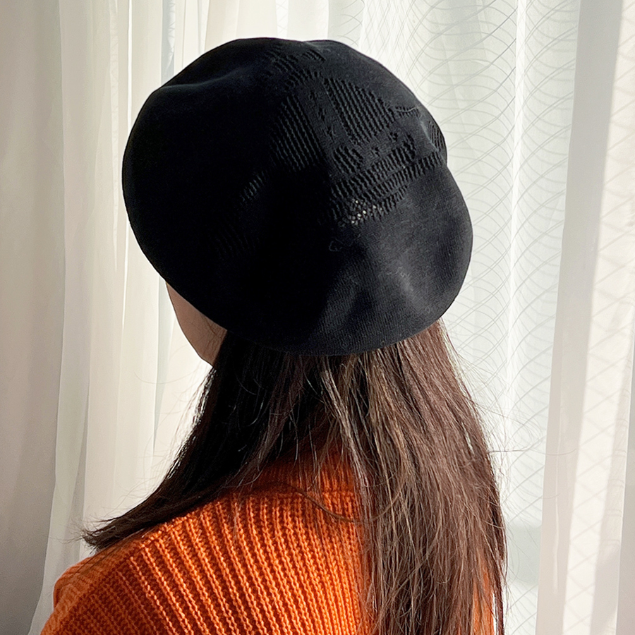 vivienne westwood 维维安·韦斯特伍德 镂空土星纹样贝雷帽 黑色 1个