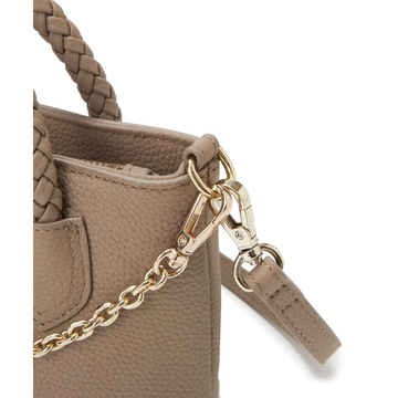 TREASURE TOPKAPI 收缩皮革网格手柄钱包手机肩背手提包 灰褐色