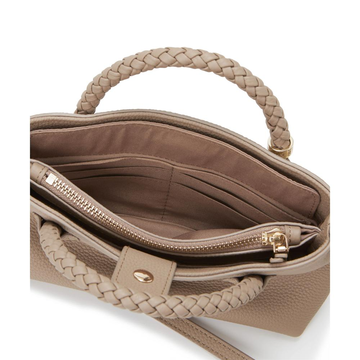 TREASURE TOPKAPI 收缩皮革网格手柄钱包手机肩背手提包 灰褐色