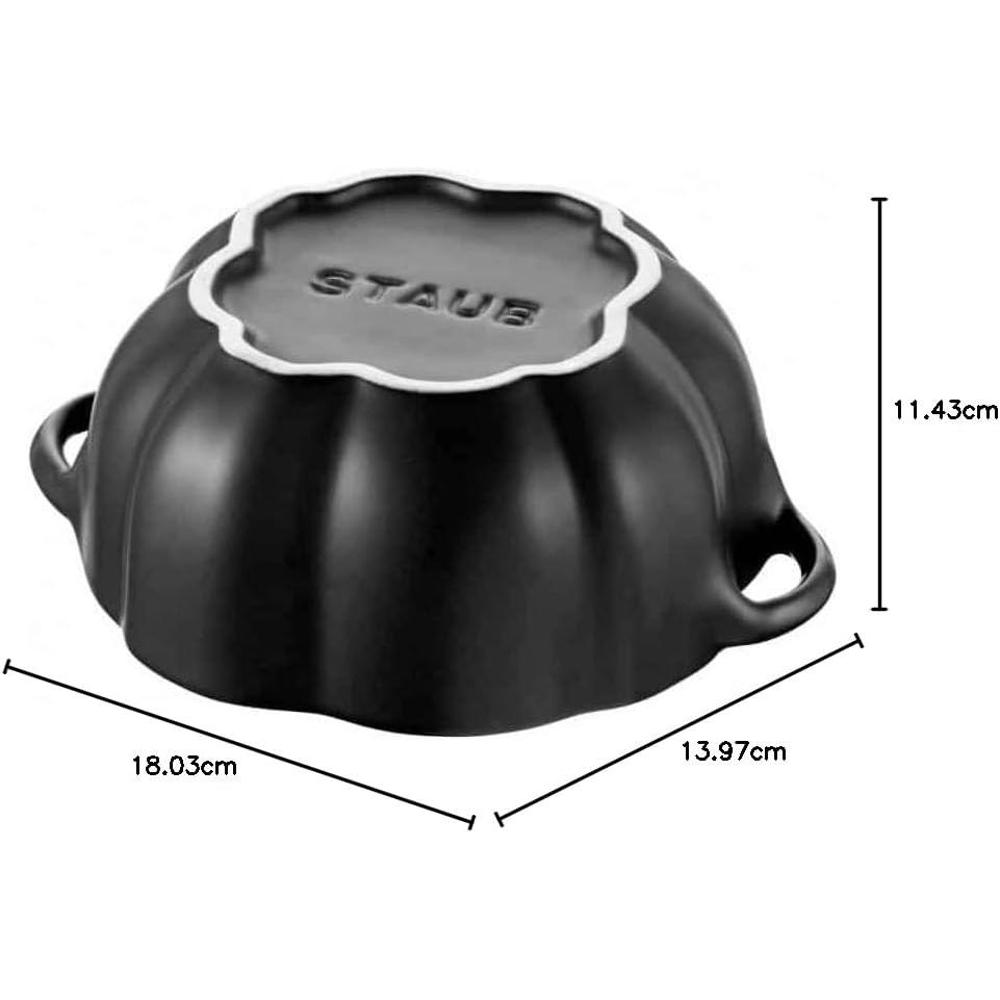 Staub 斯托布“南瓜形cocotte 黑色15cm 0.68升” 陶瓷耐热保鲜容器可