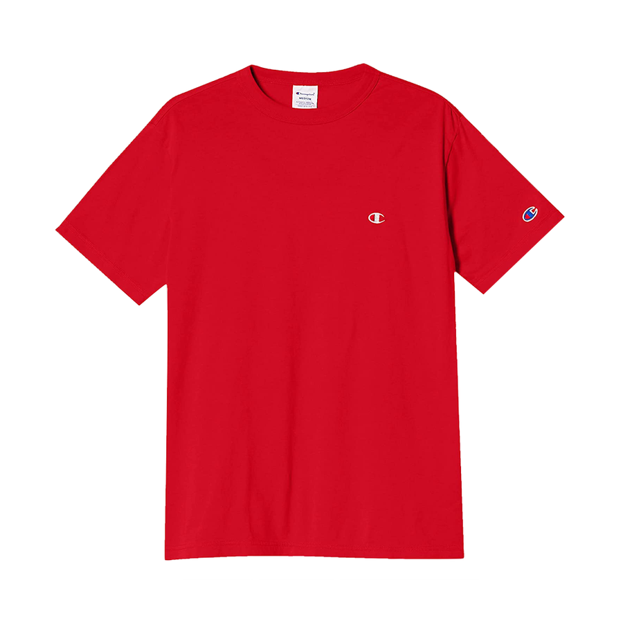 champion 经典logo刺绣圆领多色t恤 红色 m