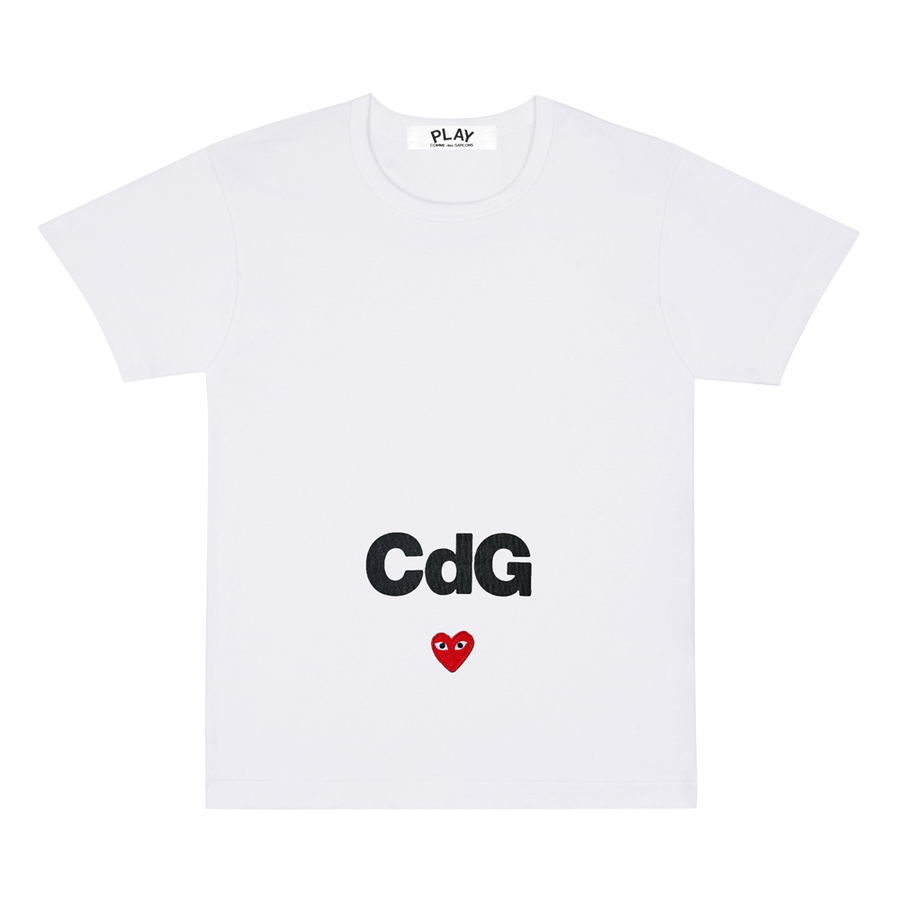 comme des garcons play 字母桃心logo刺绣短袖t恤 白色 男款 m