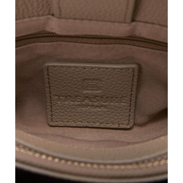 TREASURE TOPKAPI 收缩皮革网格手柄钱包手机肩背手提包 灰褐色